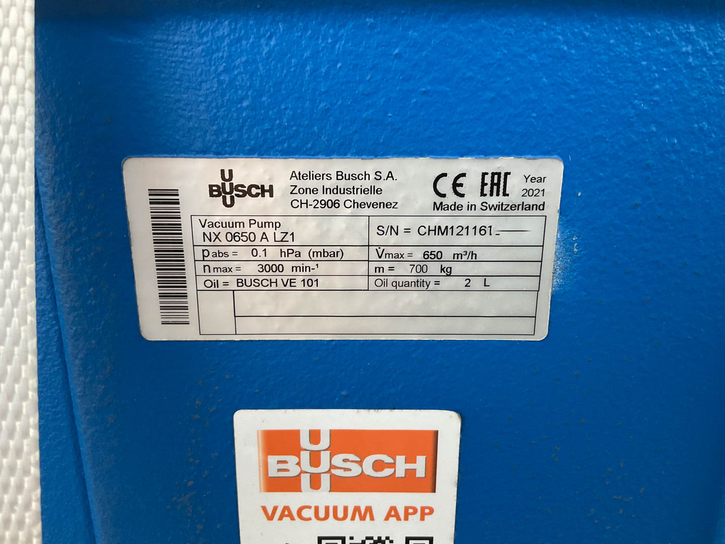 Maschine: BUSCH Cobra NX0650 A LZ1 Unused dry running - Vacuum p Vakuumpumpen
