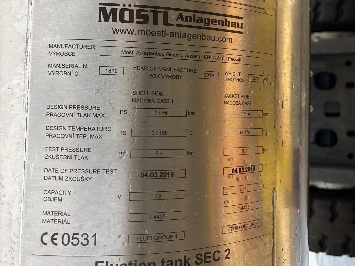 Maschine: MöSTL   PASSAIL Pharma Reactor 73 L - Stainless Steel Reactor Edelstahlreaktoren