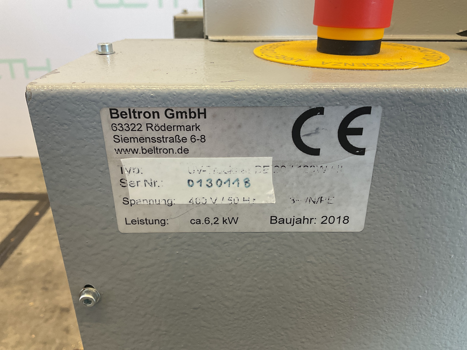 Maschine: BELTRON UV-Trockner BE 20 / 120 W / II - Belt dryer Bandtrockner