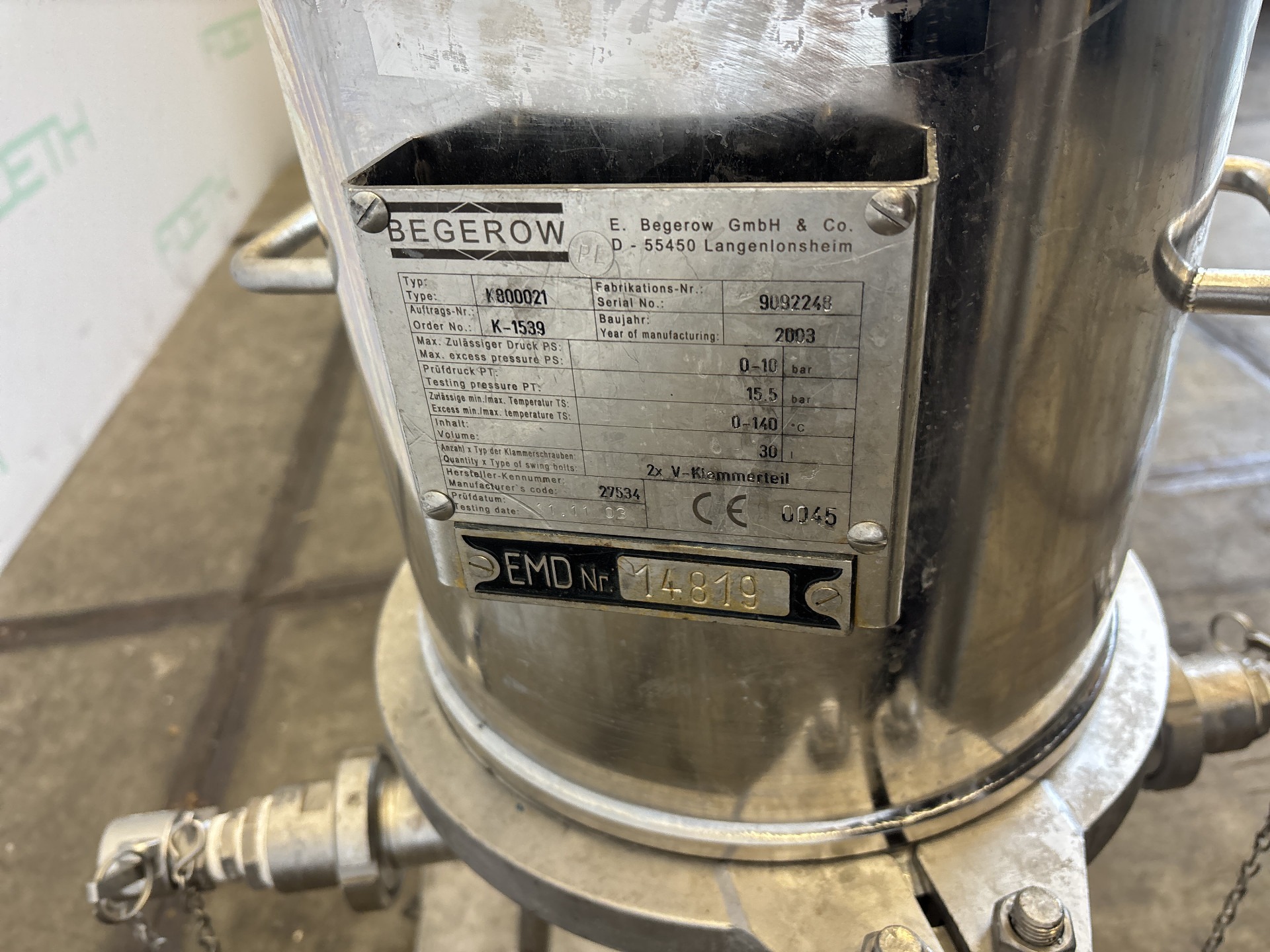 Maschine: BEGEROW K800021 - Candle filter Kerzenfilter