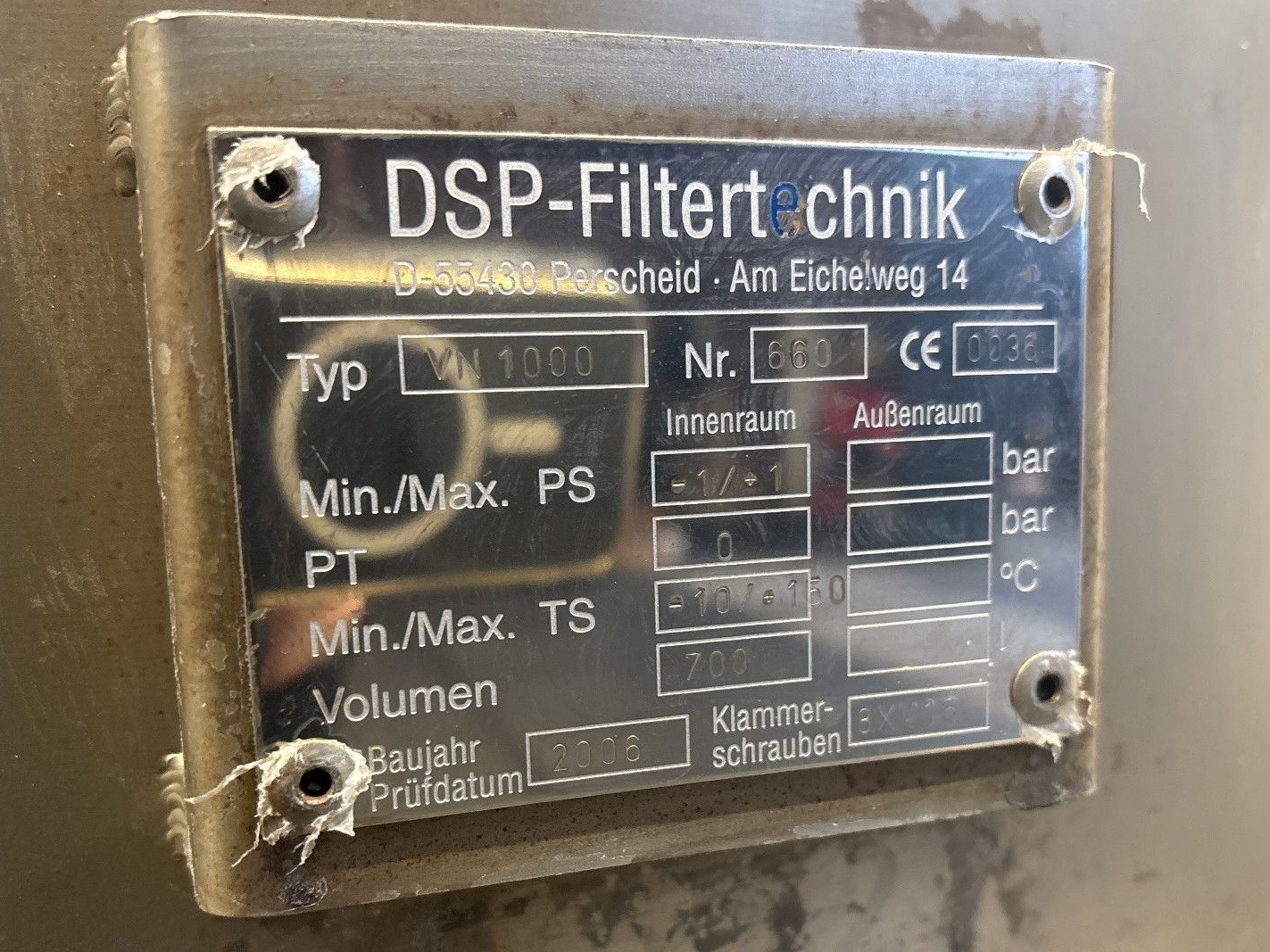 Maschine: DSP VN 1000 — 0,75 m² - Nutsche filter Nutschenfilter