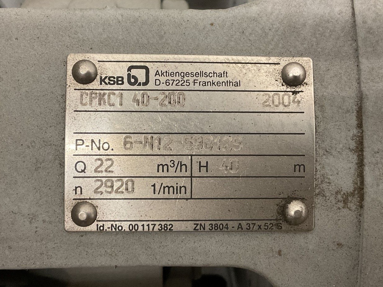 Maschine: KSB CPKC1 40-200 (brand new, unused) - Centrifugal Pum Kreiselpumpen
