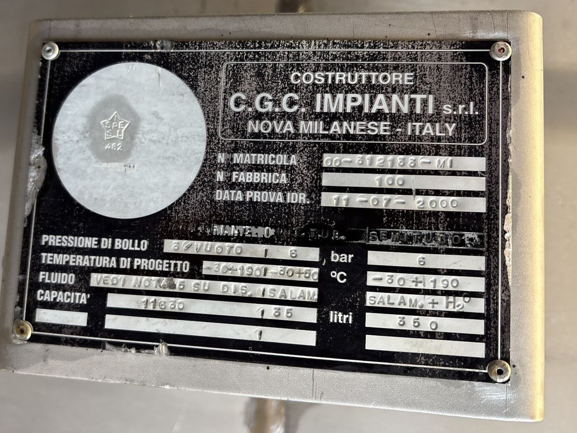 Maschine: C.G.C. IMPIANTI 11630 l. - Stainless Steel Reactor Edelstahlreaktoren