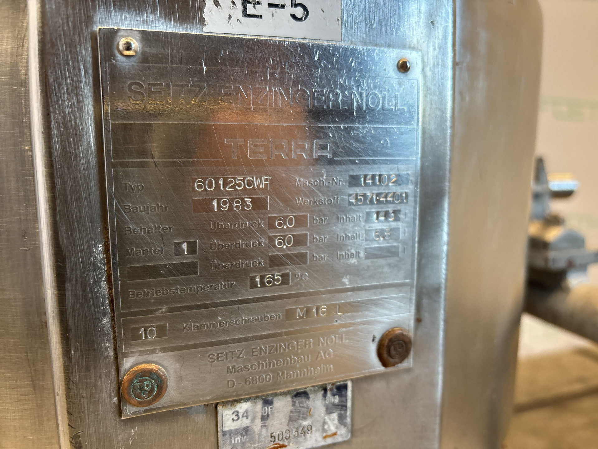 Maschine: SEITZ ENZINGER NOLL 60125-CWF 0,26m² - Nutsche filter Nutschenfilter