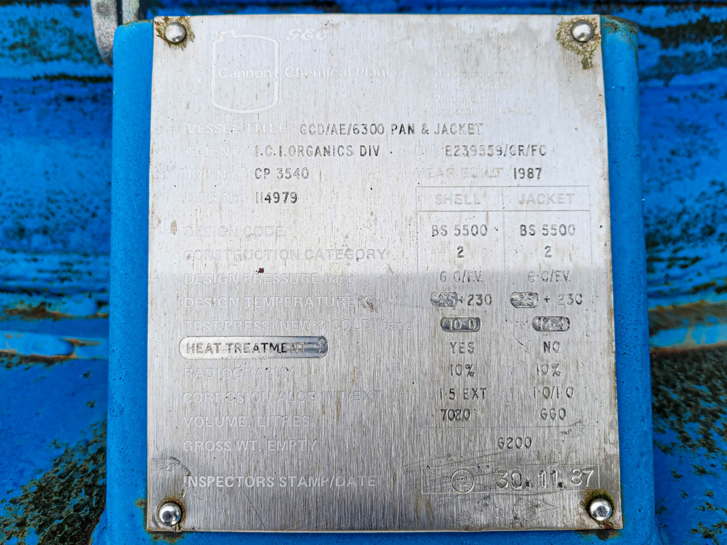 Maschine: PFAUDLER-WERKE AE6300  (reactor body, unused after refurbishment) Emaillierte Reaktoren