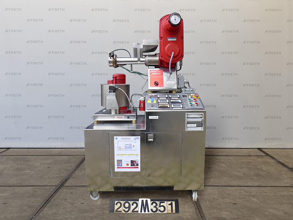 Maschine: WYSSTEC Pharma-Extruder PHARMEX 35 T & Noduliser SPHAEROMA Einschneckenextruder