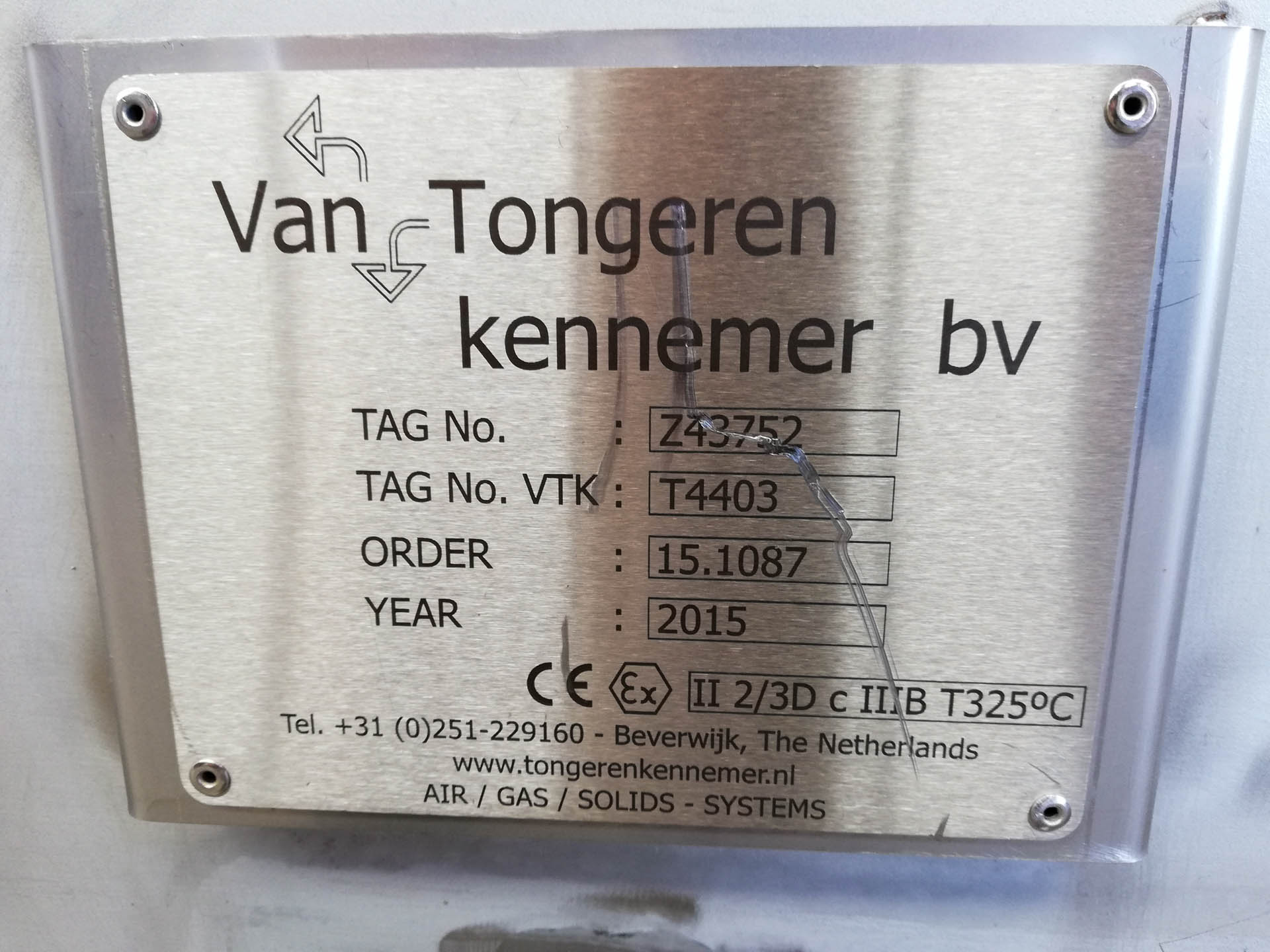 Máquina: VAN TONGEREN screw conveyor l=1900mm d=