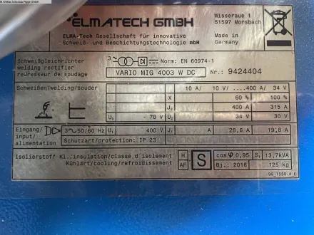 Elma-Tech VARIO MIG 4003 W DC Schweißanlage – RESALE