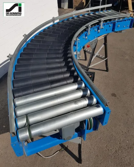 Schulz 90°-450-390 IR1570+2x250-450-390 Rollenkurvenförderer rechts mit Vor- und Nachlauf – RESALE