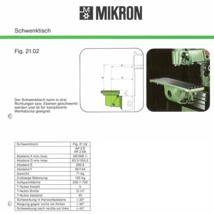 Mikron 21.02 (WF 2) - Universaltisch Winkeltisch – RESALE
