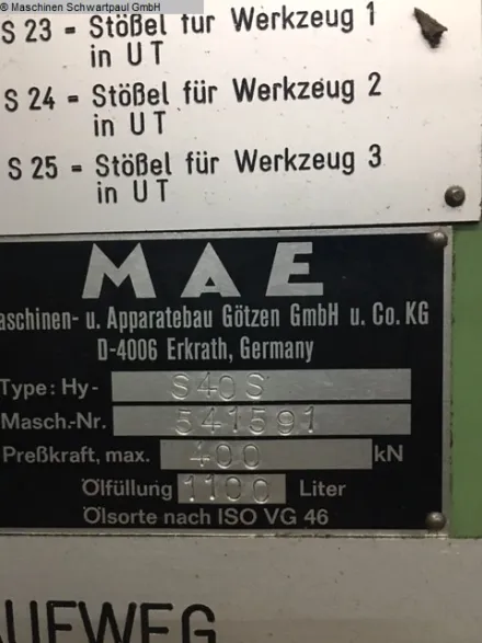 Mae S40s Einständerpresse - Hydraulisch – RESALE