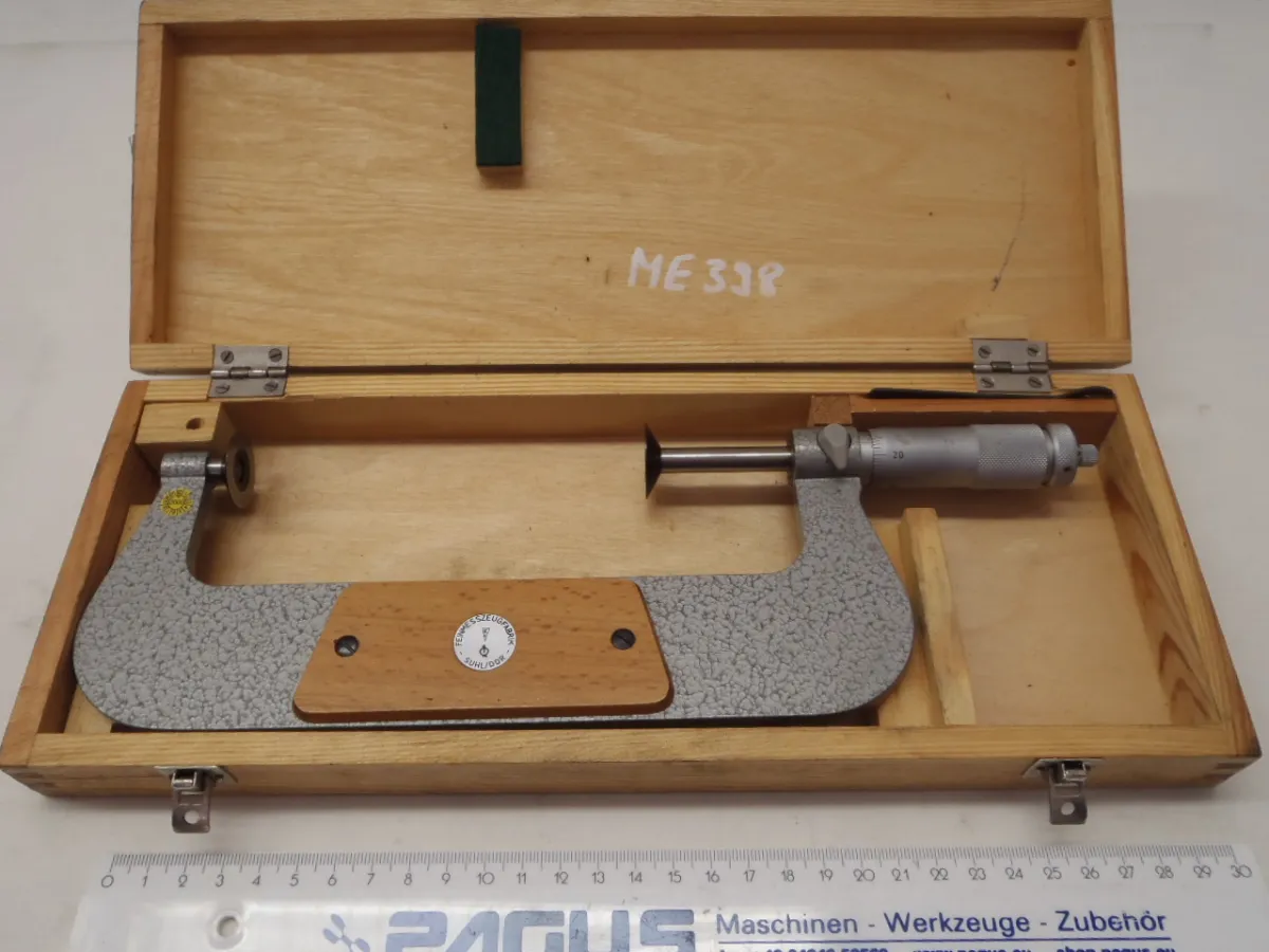 Feinmeßwerkzeuge Suhl Bügelmessschraube mit Teller 125 - 150 mm