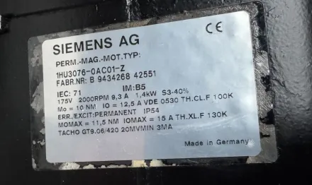 Siemens 1HU3076-OAC01-Z Motor – RESALE