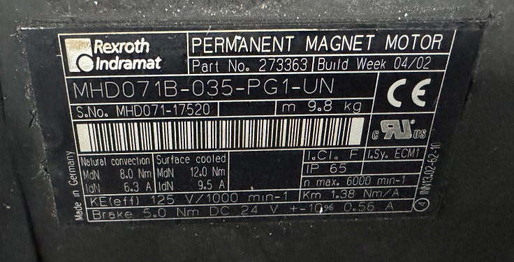 INDRAMAT MHD071B-035-PG1-UN Motor