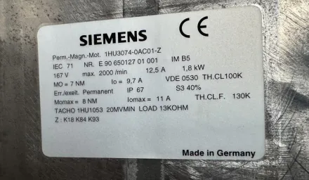 Siemens 1HU3074-0AC01-Z Motor – RESALE