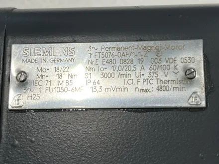 Siemens Permanent Magnetmotor FT 5076-OAF71-1-Z Motoren und Getriebe – RESALE