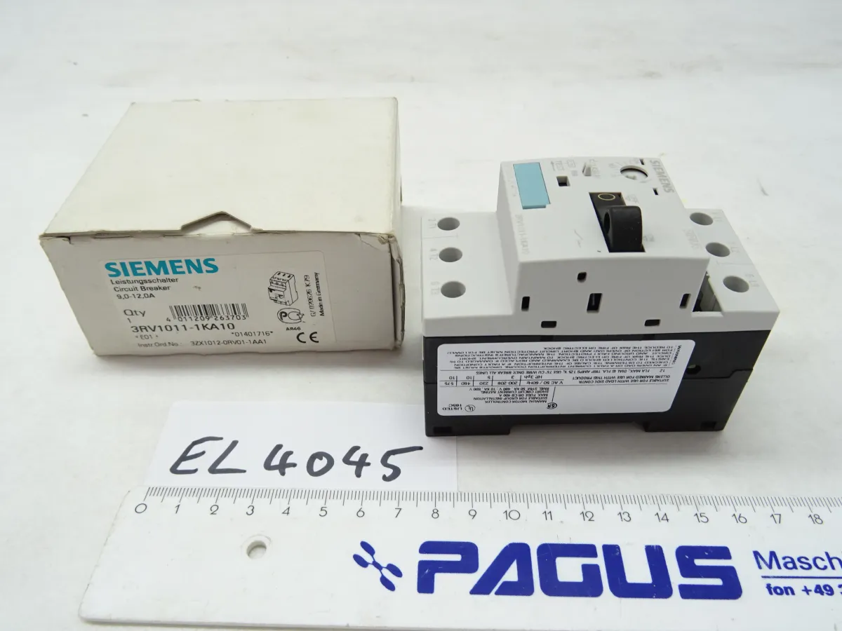 Siemens Motorschutzschalter 3RV1011-1KA10, 9,0 - 12,0 A