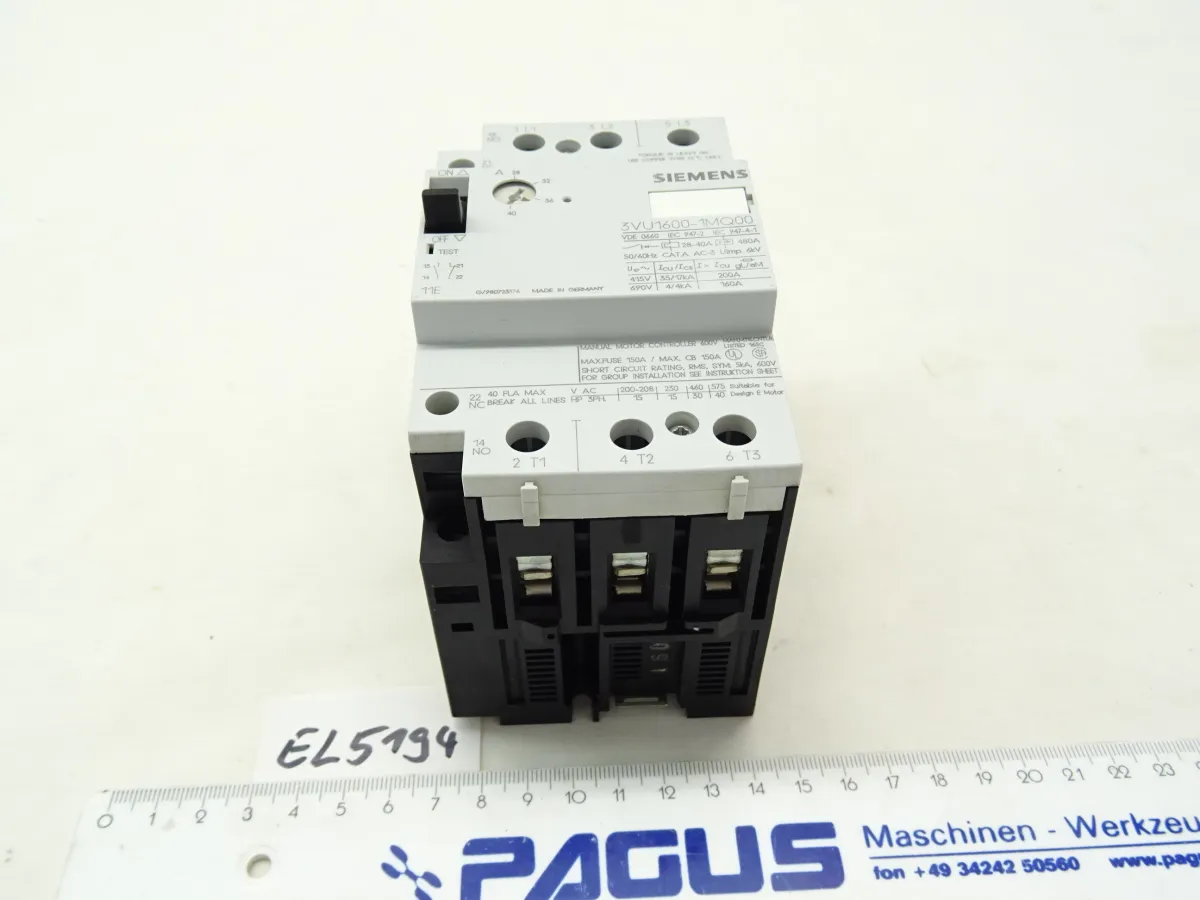Siemens Motorschutzschalter 3VU1600, 28 - 40 A