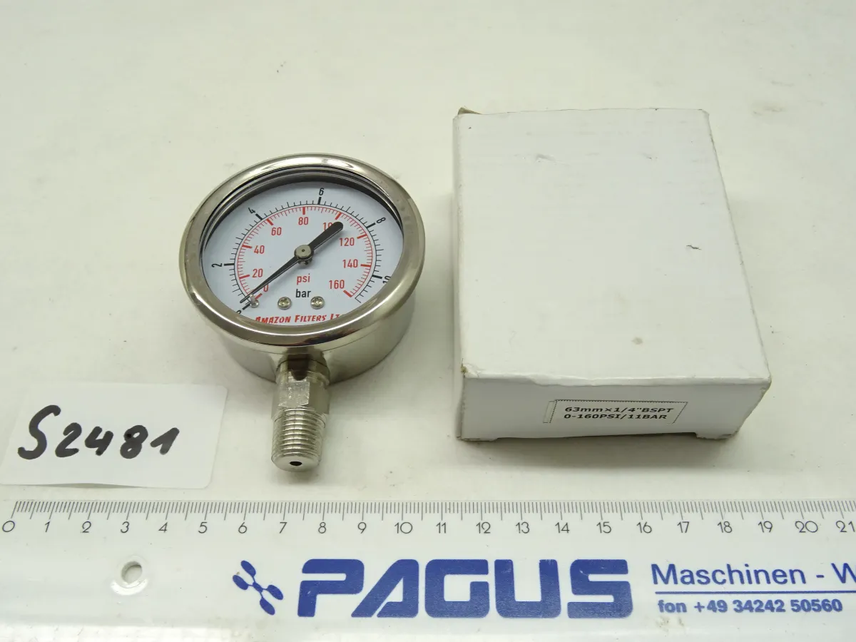 Rohrfedermanometer, Ø 63 mm 0 - 11 bar