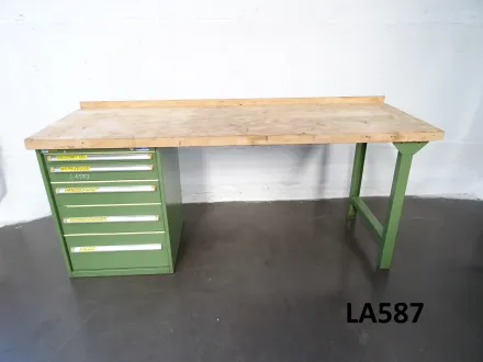 Werkbank 2000 x 700 mm, mit Schubladenschrank – RESALE