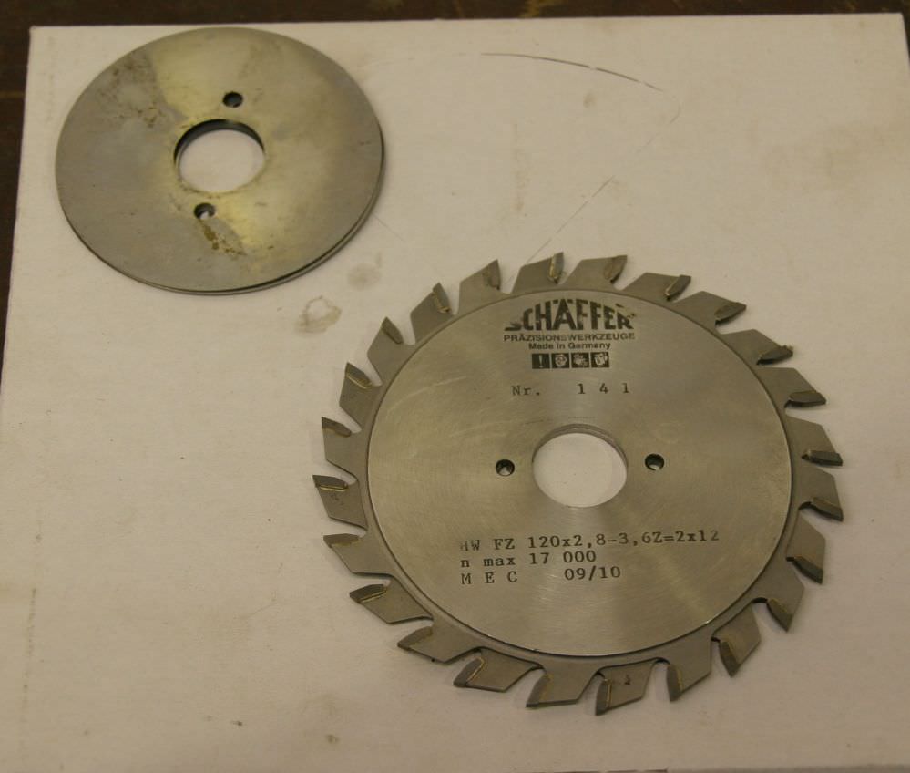 Schäffer zweiteilig, vertsellbar Vorritz Kreissägeblätter 120 x 2,8-3,6