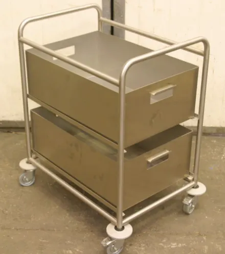 Edelstahl 540/725/H800 mm Transportwagen mit 2 Wannen – RESALE