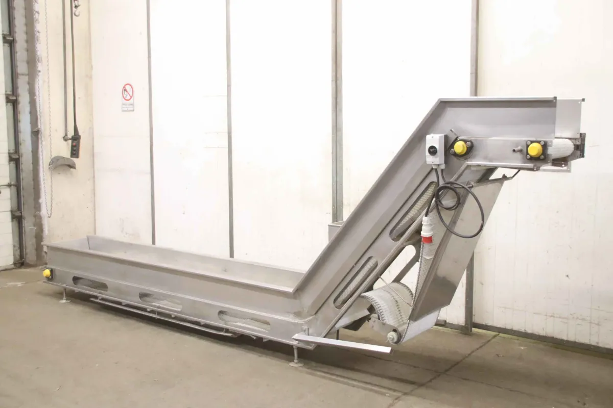 Edelstahl 5040 x 455 mm Steigförderband 12 m/min