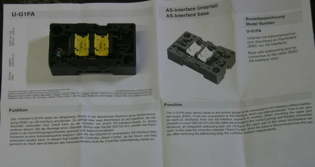 Pepperl Fuchs U-G1FA AS-Interface Unterteil