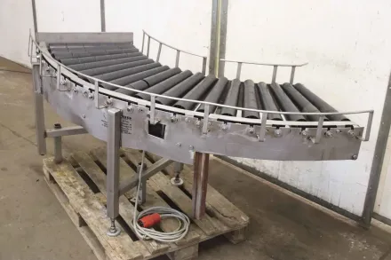 Schmid 15 m/min Förderbreite 500 mm Kurvenrollenbahn Edelstahl – RESALE