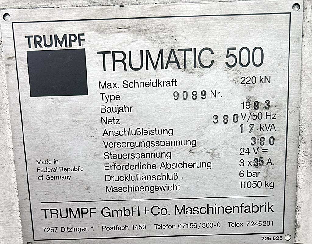 Trumpf Trumatic 500/Trumalift SheetMaster 1250 Stanzmaschine