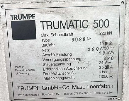 Trumpf Trumatic 500/Trumalift SheetMaster 1250 Stanzmaschine – RESALE
