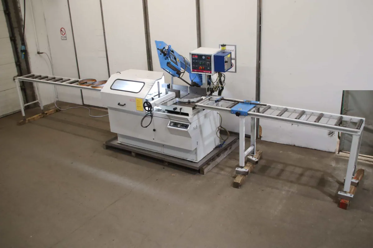 MEP SHARK 320 AXI Bandsägeautomat mit Rollenbahn Längenanschlag