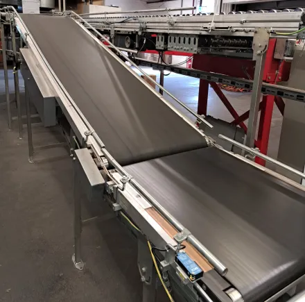 Transnorm 6100 ( 800 + 4650 + 560 ) -600-500 Steigband Gefälleband mit Vorlaufband Förderband G – RESALE