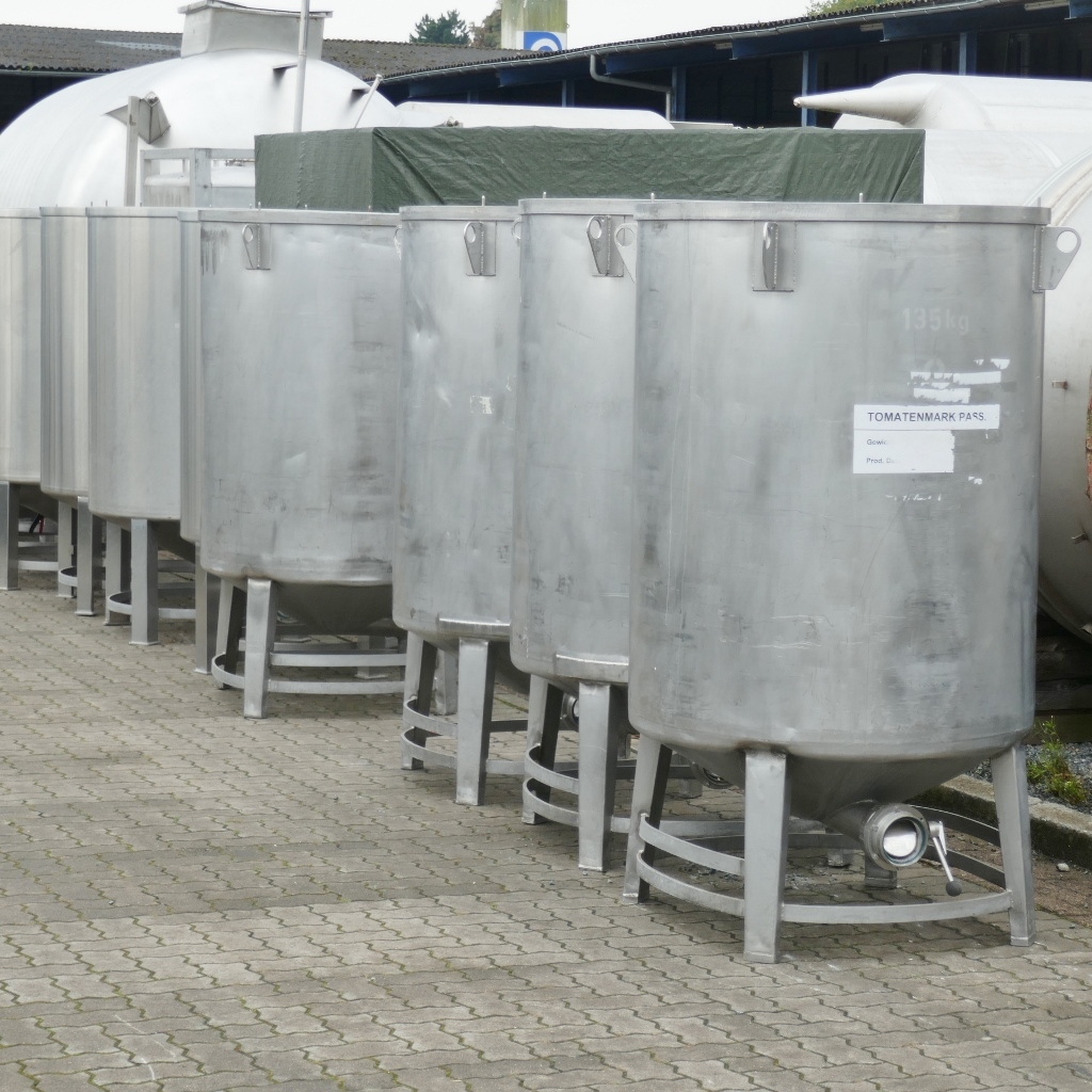 Waldner Process Systems 1000 Liter offene Transportbehälter aus V4A für Le