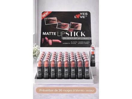 Set aus 36 neuen Lippenstiften mit Tester und Ausstellung zum Verkauf – RESALE