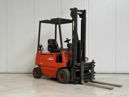 Linde - 1995 - E18P - 3,7M Duplex, breiter Gabelpositionierer, Freiheber, Seitenschalt - Gabelstaple – RESALE