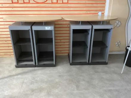 Aktenschrank (2x) 120x105x56, auf Rollen, Arbeitsplatte oben oval, Farbe grau – RESALE