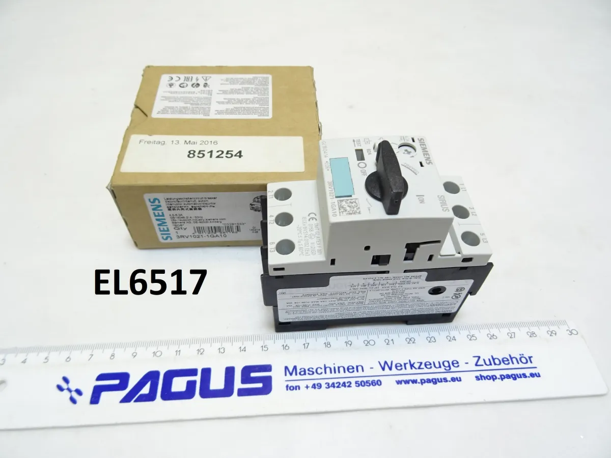 Siemens Motorschutzschalter 3RV1021-1GA10, 4,5 - 6,3 A