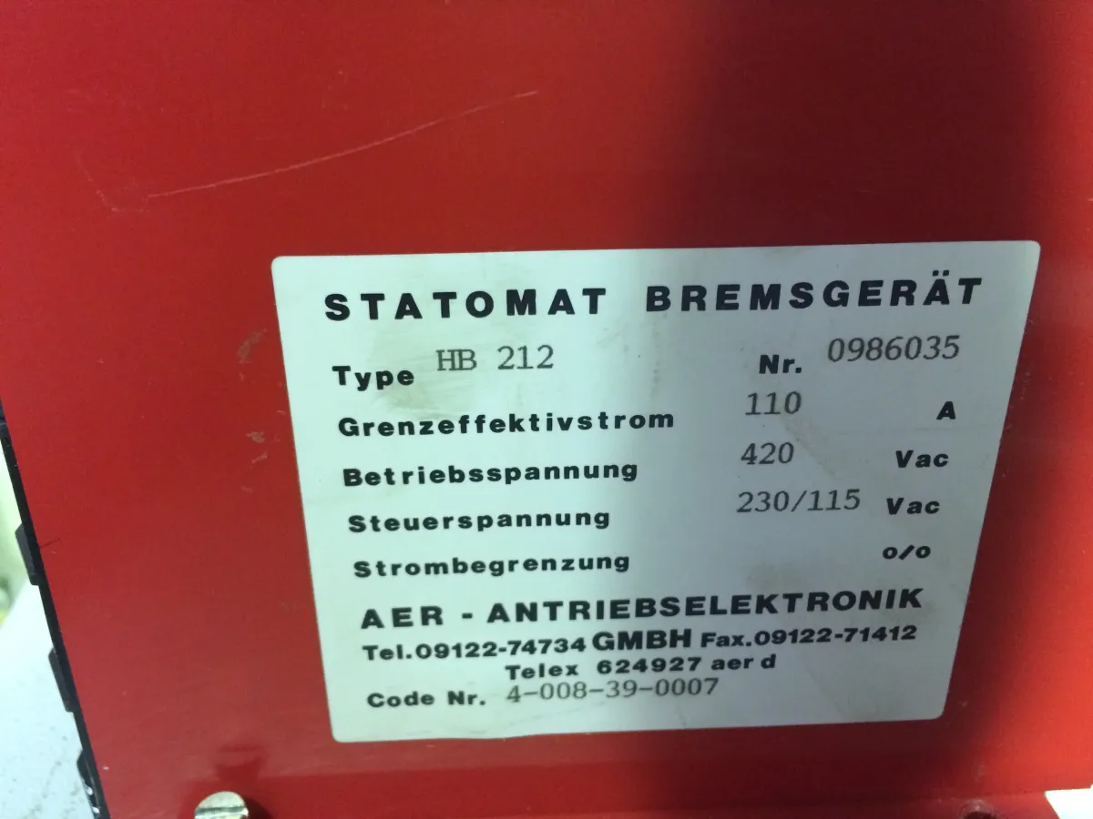 AER- ANTRIEBSELEKTRONIK STATOMAT BREMSGERÄT Type H