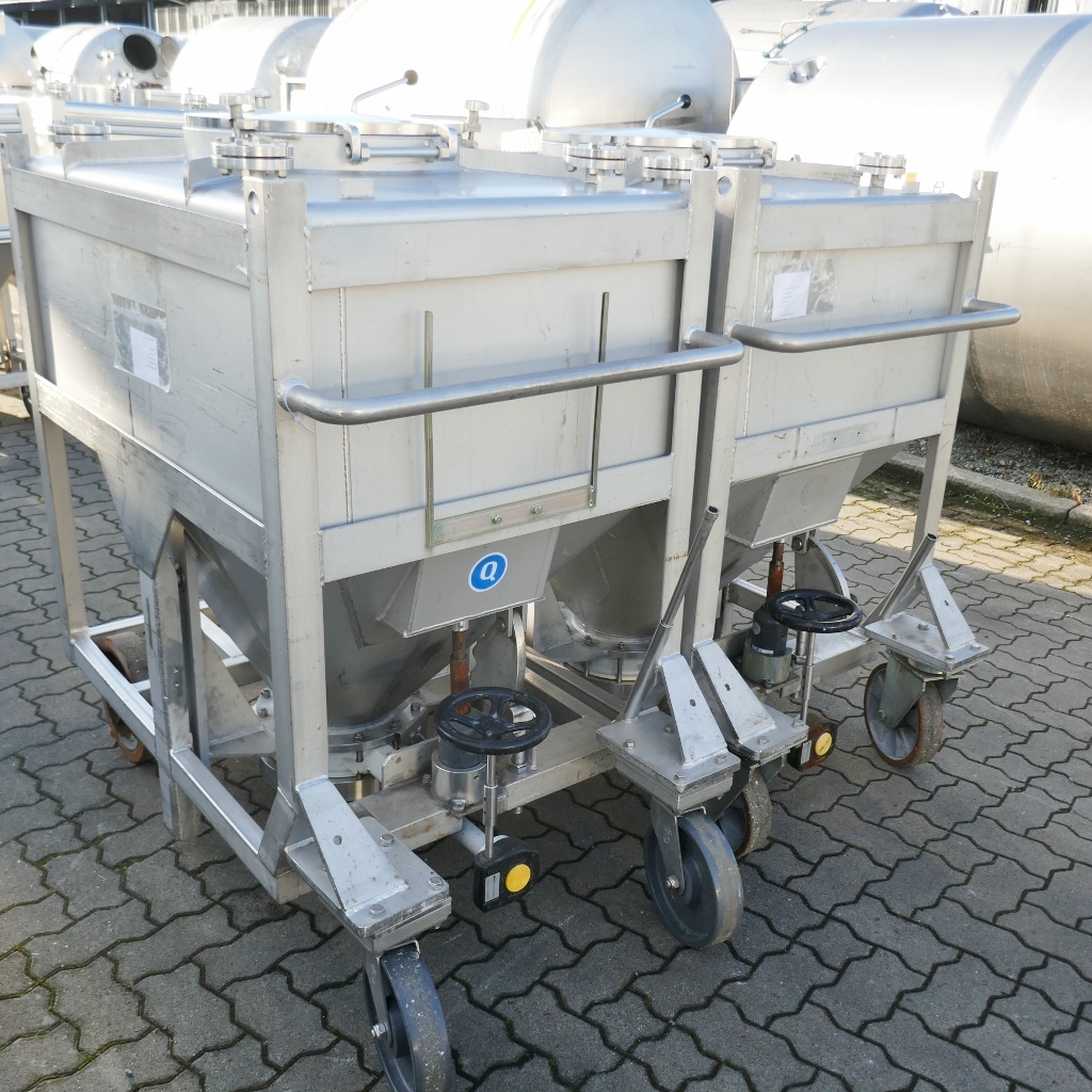 Stöcklin 670 Liter fahrbarer Konuscontainer aus V4A