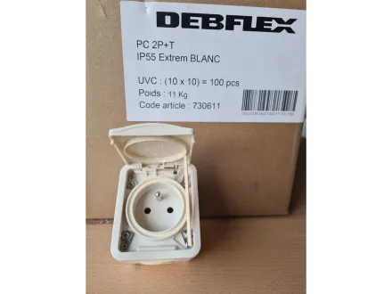 DEBFLEX - LEXMAN - IP55 EXTREM WHITE - 730611 - Wasserdichte, geerdete Buchse nie benutzt (300x) – RESALE