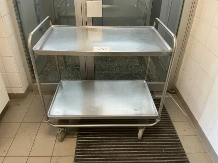 Mobile Gastro-Servierwagen / Transportwagen aus Edelstahl mit 2 Etagen – RESALE