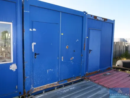 Bürocontainer ca. 20 Fuß blau ca. 600x250x280cm (L – RESALE