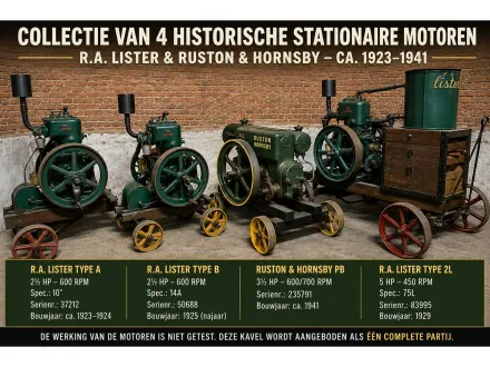 Sammlung von vier englischen stationären Lokomotiven – R.A. Lister & Ruston & Hornsby (ca. 1923–1941 – RESALE
