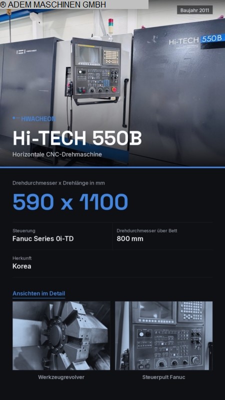 HWACHEON Hi-Tech 550 B CNC Drehmaschine