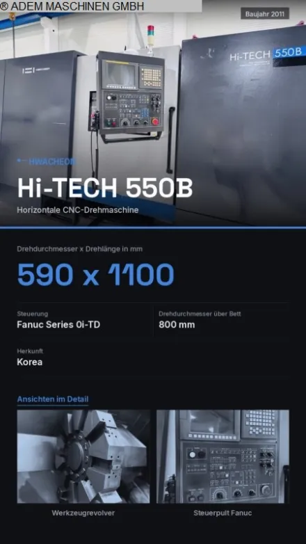 Hwacheon Hi-Tech 550 B CNC Drehmaschine – RESALE