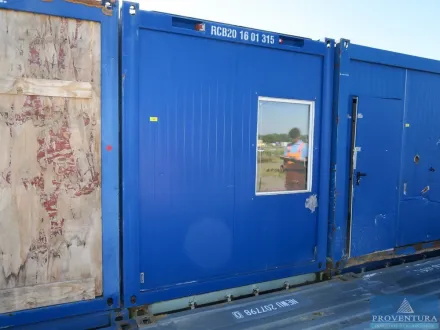 Bürocontainer ca. 20 Fuß blau ca. 600x250x280cm (L – RESALE