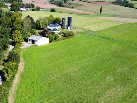 Komplettanlage: 4x emaillierte Stahlsilos – 2x Harvestore Hochsilo (ca. 11/13 Ringe) + 2x Rundbehält – RESALE
