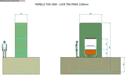 Mapelli T1000 1200 x 1200 mm, 1000t Vulkanisierpresse – RESALE