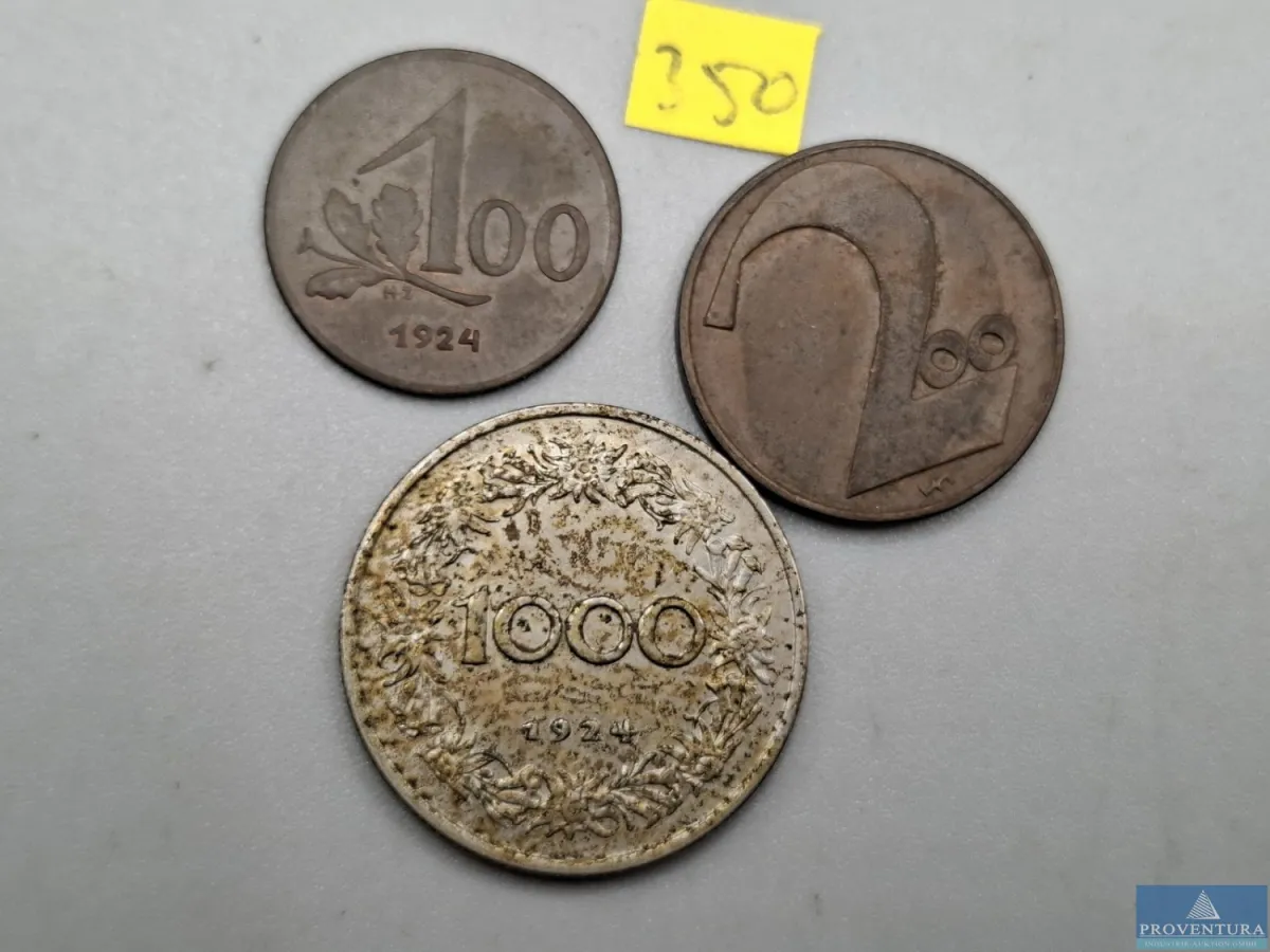 Umlaufmünzen Österreich 100/ 200/ 1000 Kronen 1924